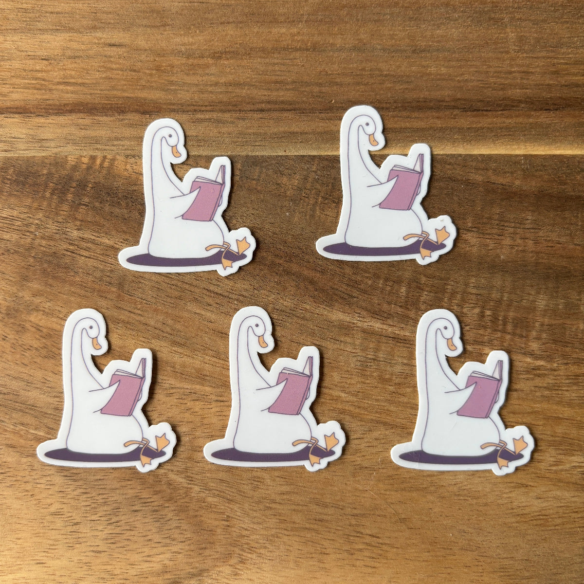 Goose Reading Book Vinyl Die Cut Laminated Sticker (2 Sizes)