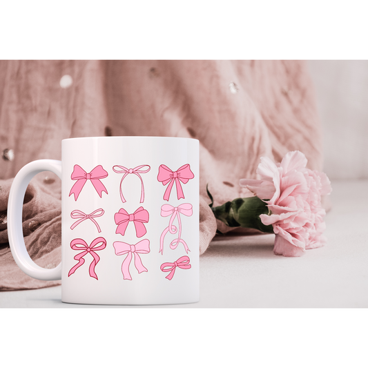 Bows Coquette White Ceramic Mugs 11oz or 15oz