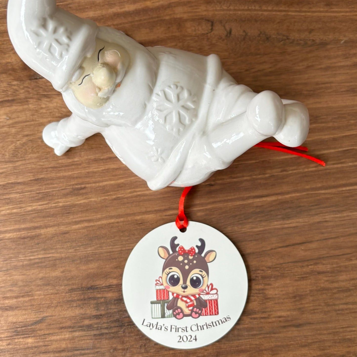 Personalised Reindeer First Christmas Ornament