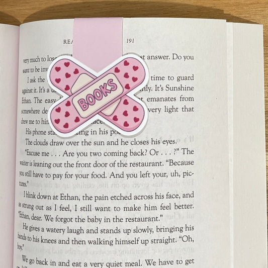 Books Heart Band Aids Magnetic Bookmark