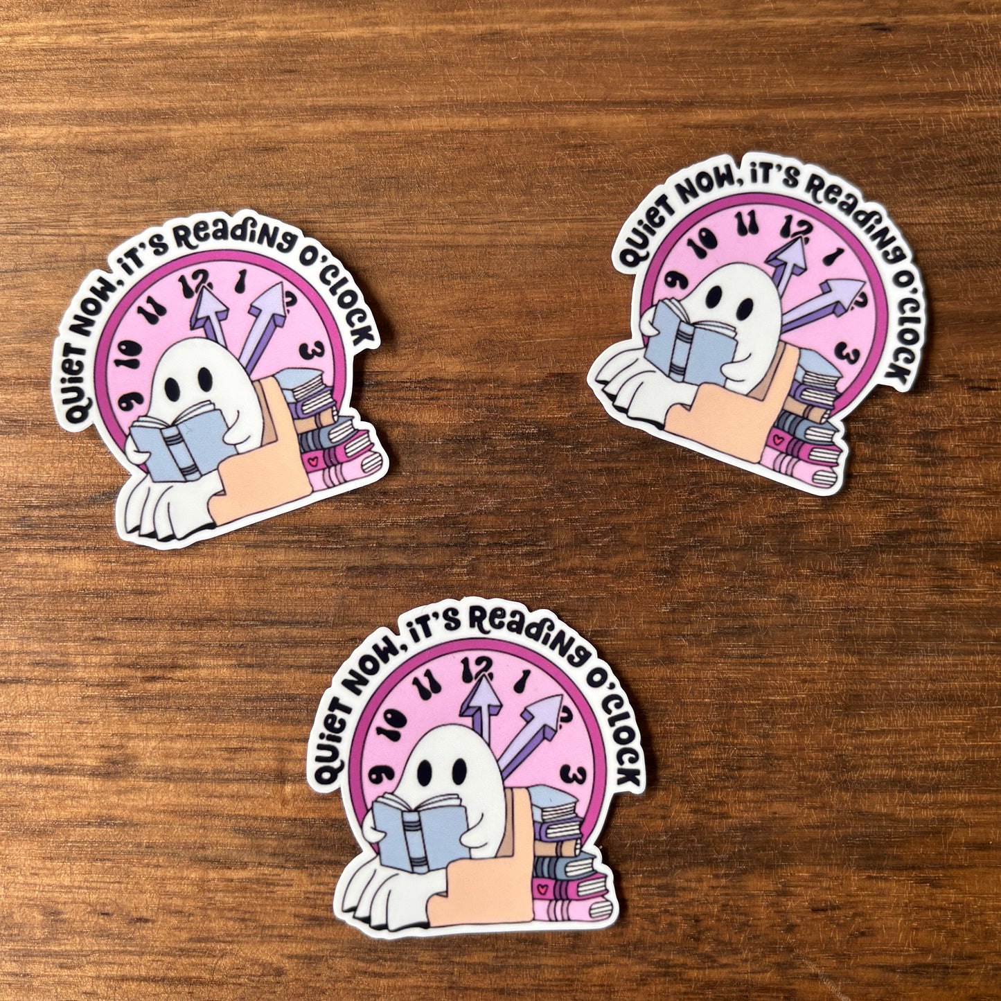 Quiet Now, It's Reading O'clock Vinyl Die Cut Laminated Sticker