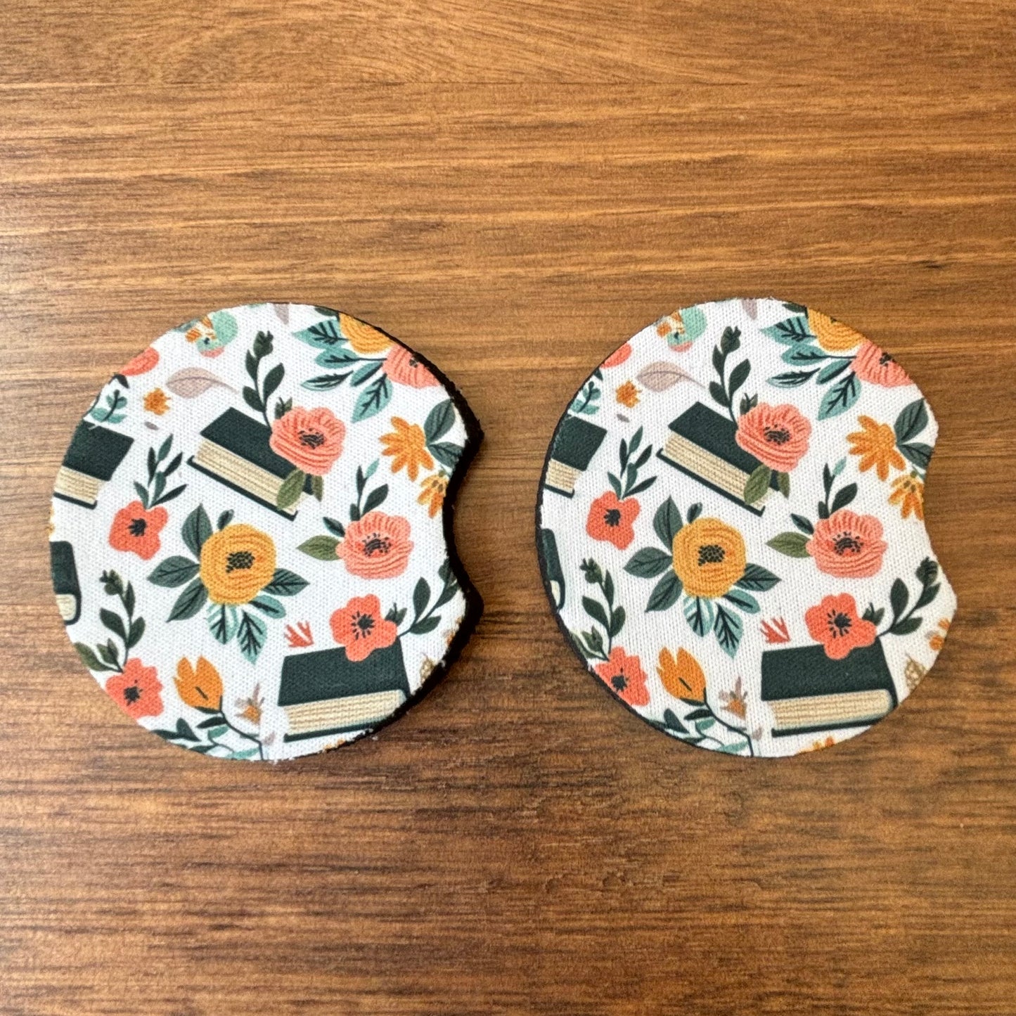 Book Themed Car Coasters Pack of 2, Cup Holder Coasters