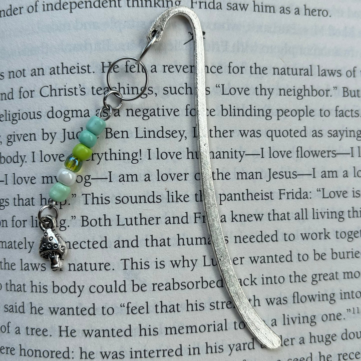 Tibetan Silver Hook Bookmark with Beads and Charm - 3 available