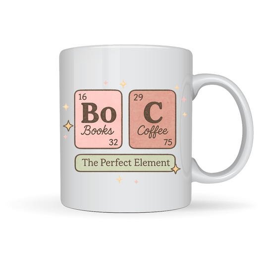 Books Coffee The Perfect Element White Ceramic Mugs 11oz or 15oz