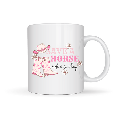 Save a Horse Ride a Cowboy Reading Themed Designs White Ceramic Mugs 11oz or 15oz