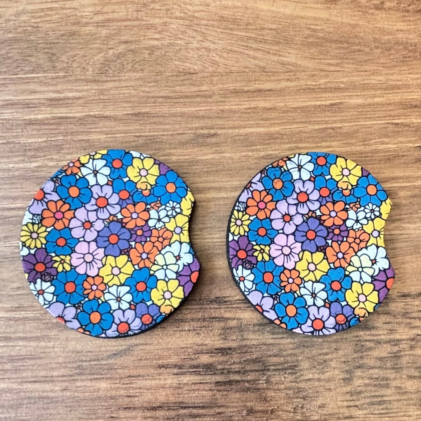 Spring Flowers Floral Car Coasters Pack of 2, Cup Holder Coasters