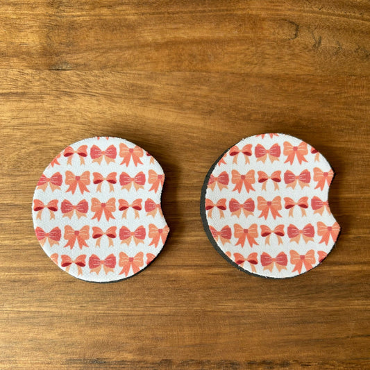 Bows Coquette Car Coasters Pack of 2, Cup Holder Coasters