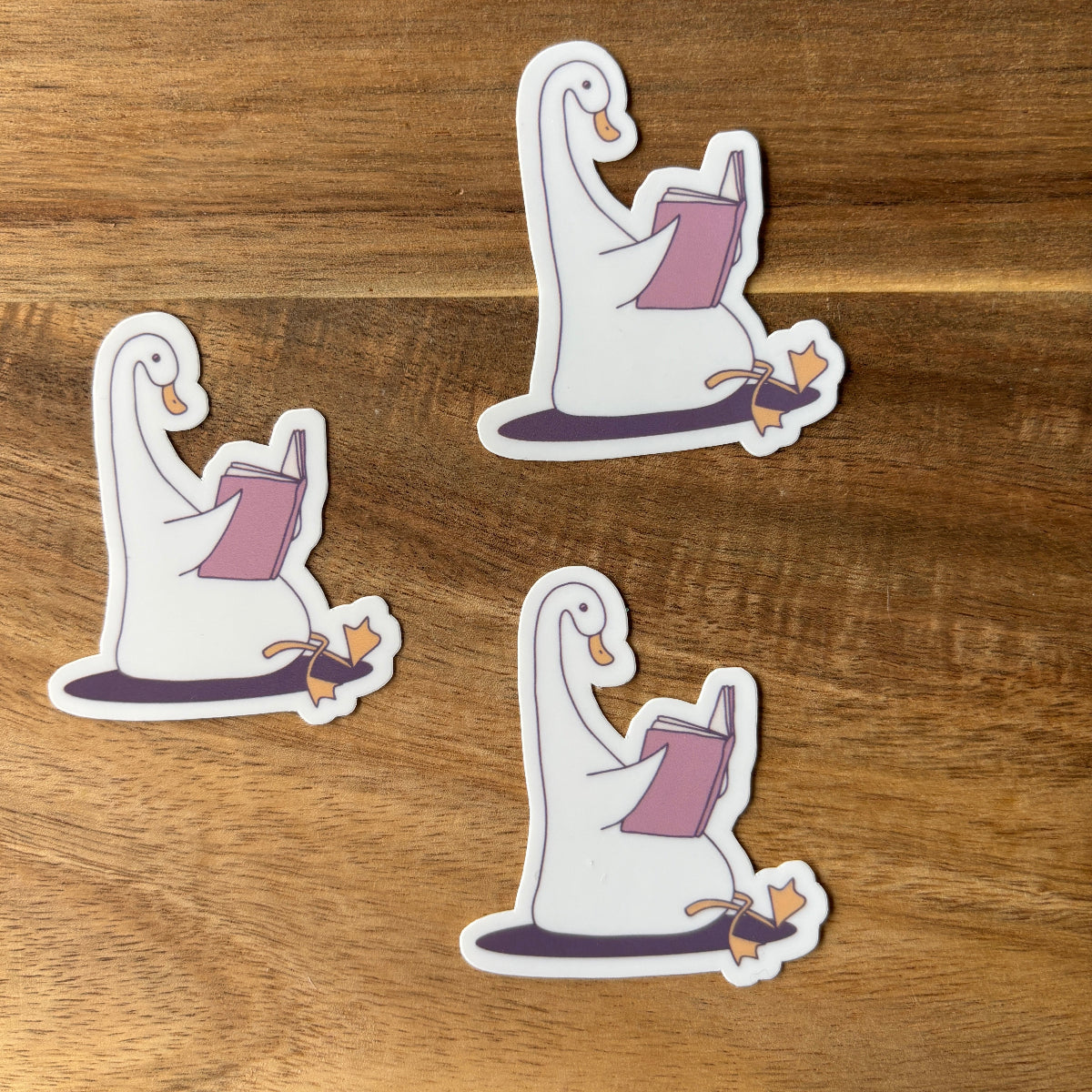 Goose Reading Book Vinyl Die Cut Laminated Sticker (2 Sizes)