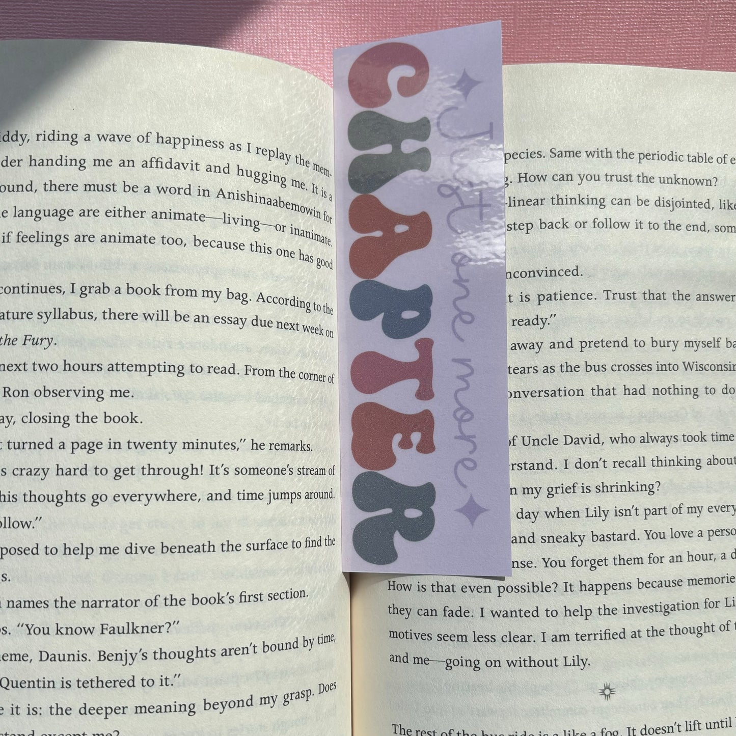 Just One More Chapter Laminated Bookmark