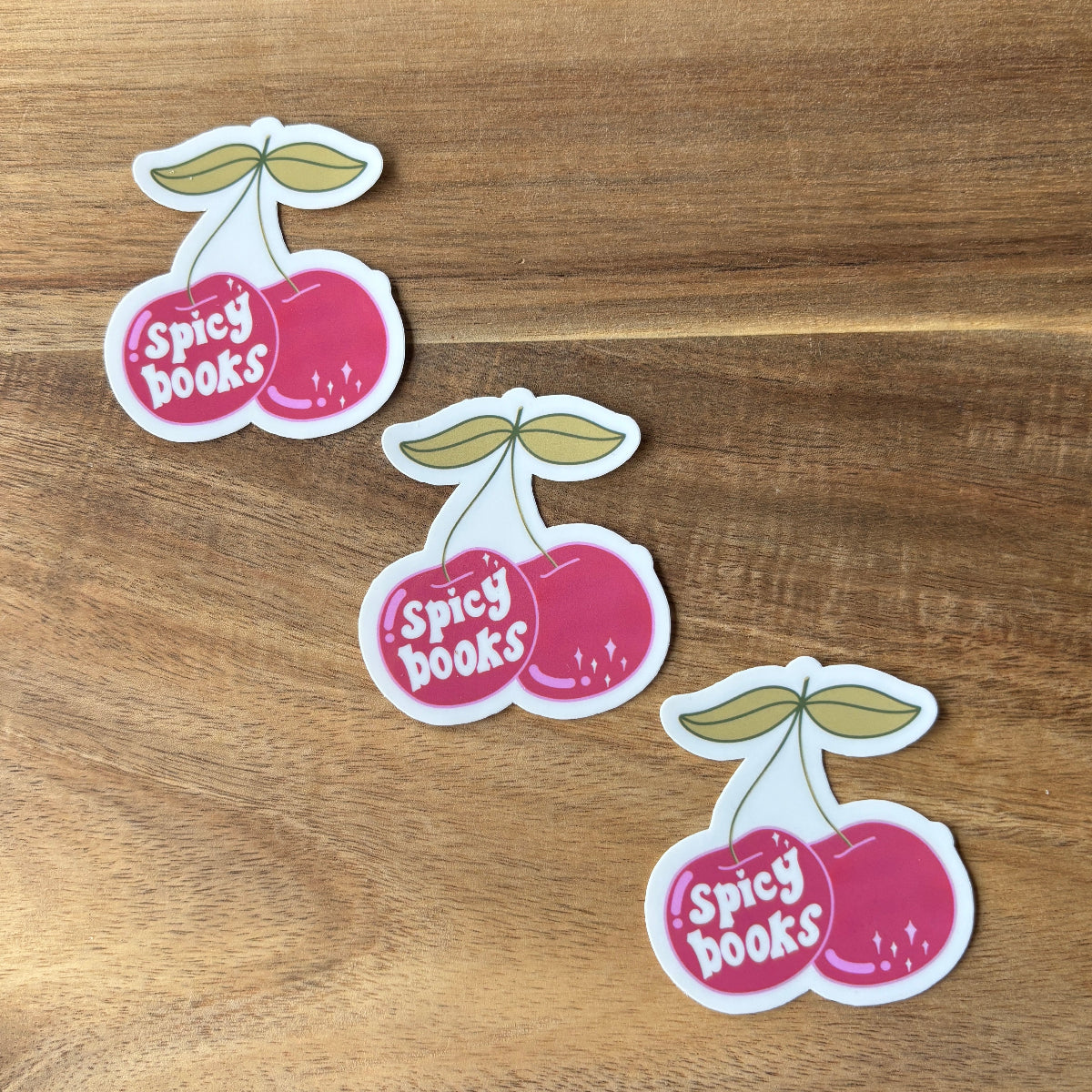 Spicy Books Cherries Vinyl Die Cut Laminated Sticker (2 Sizes)