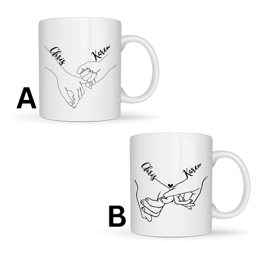 Holding Hands Themed Designs White Ceramic Mugs 11oz or 15oz