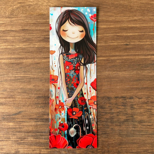 Girl in Poppy Field Printed Bookmark