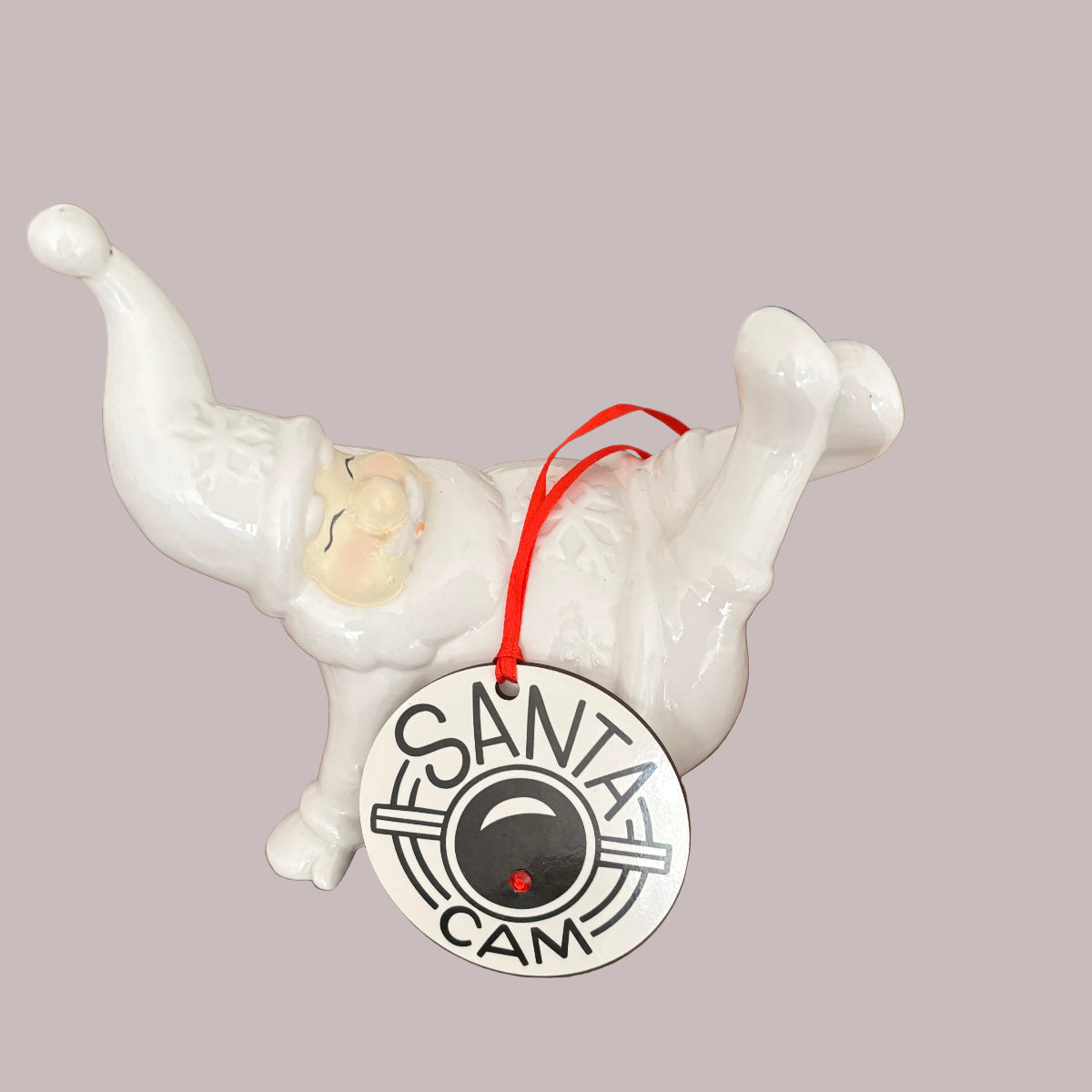 Santa Camera Black Christmas Ornament