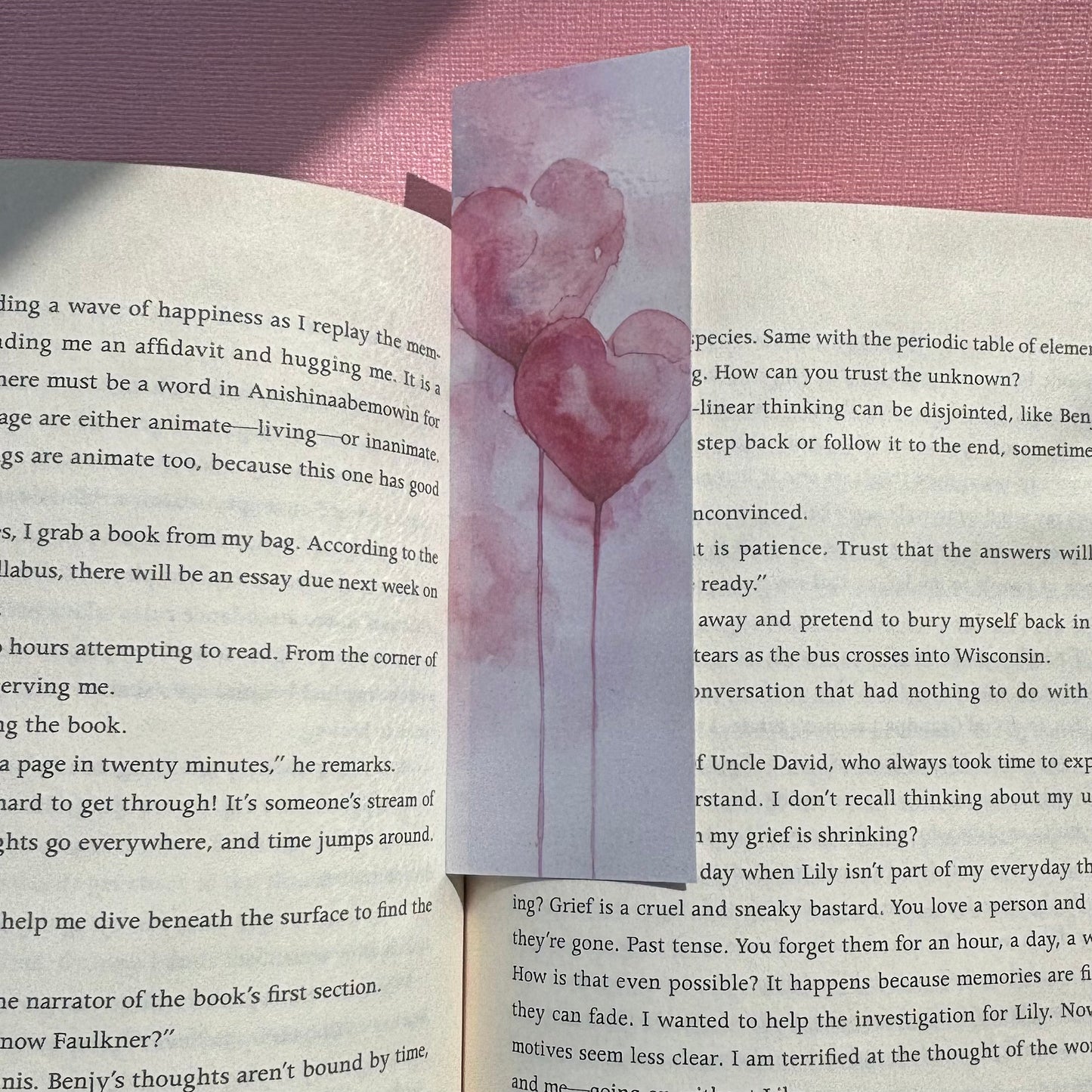 2 Watercolour Hearts Laminated Bookmark
