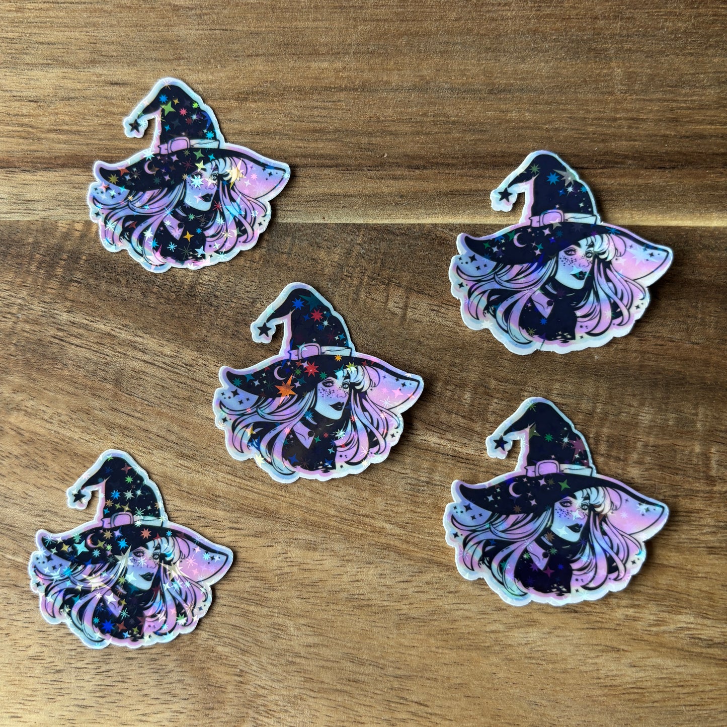 Holographic Witchy Girl Vinyl Die Cut Laminated Sticker (2 Sizes)