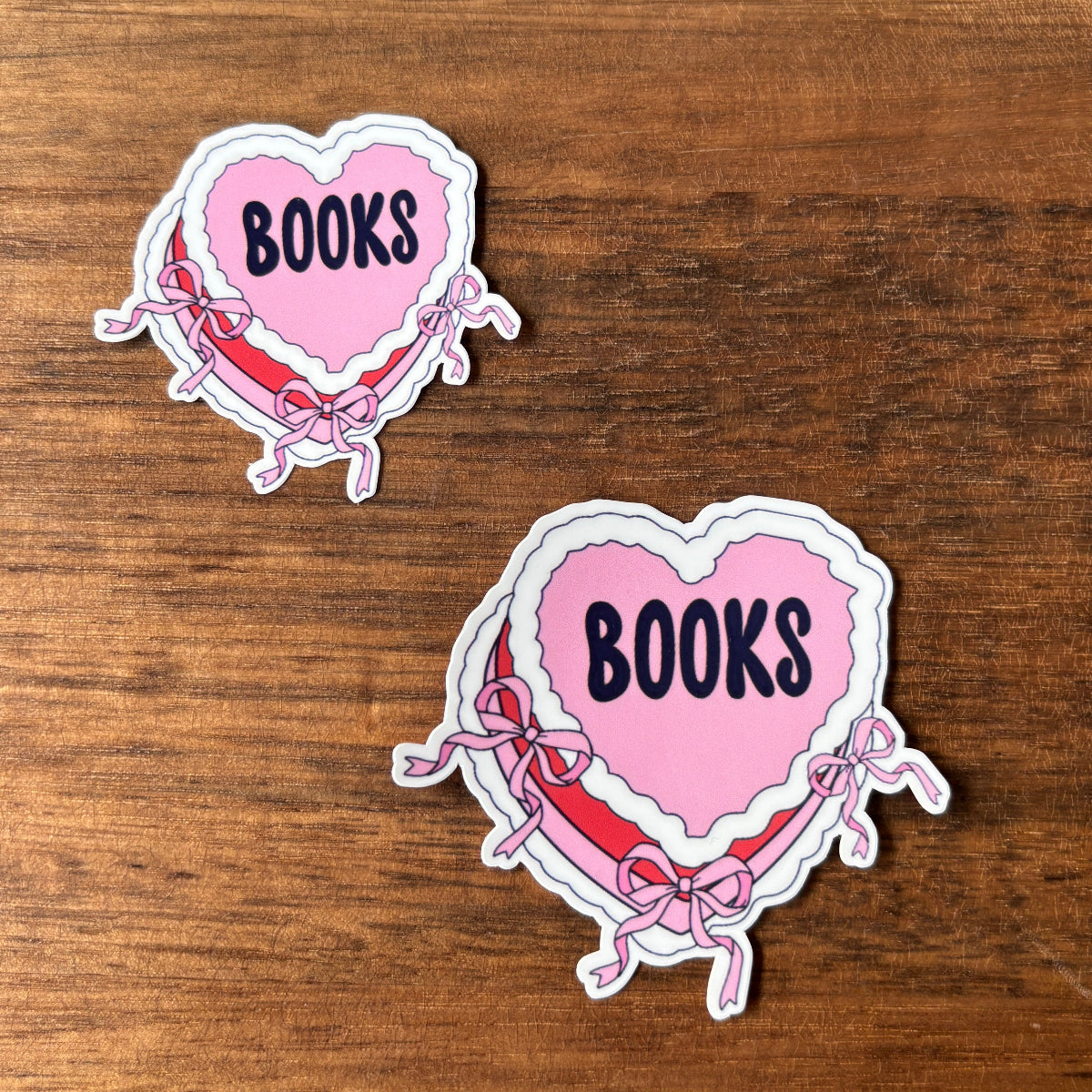 Heart Cake with Book Text Vinyl Die Cut Laminated Sticker
