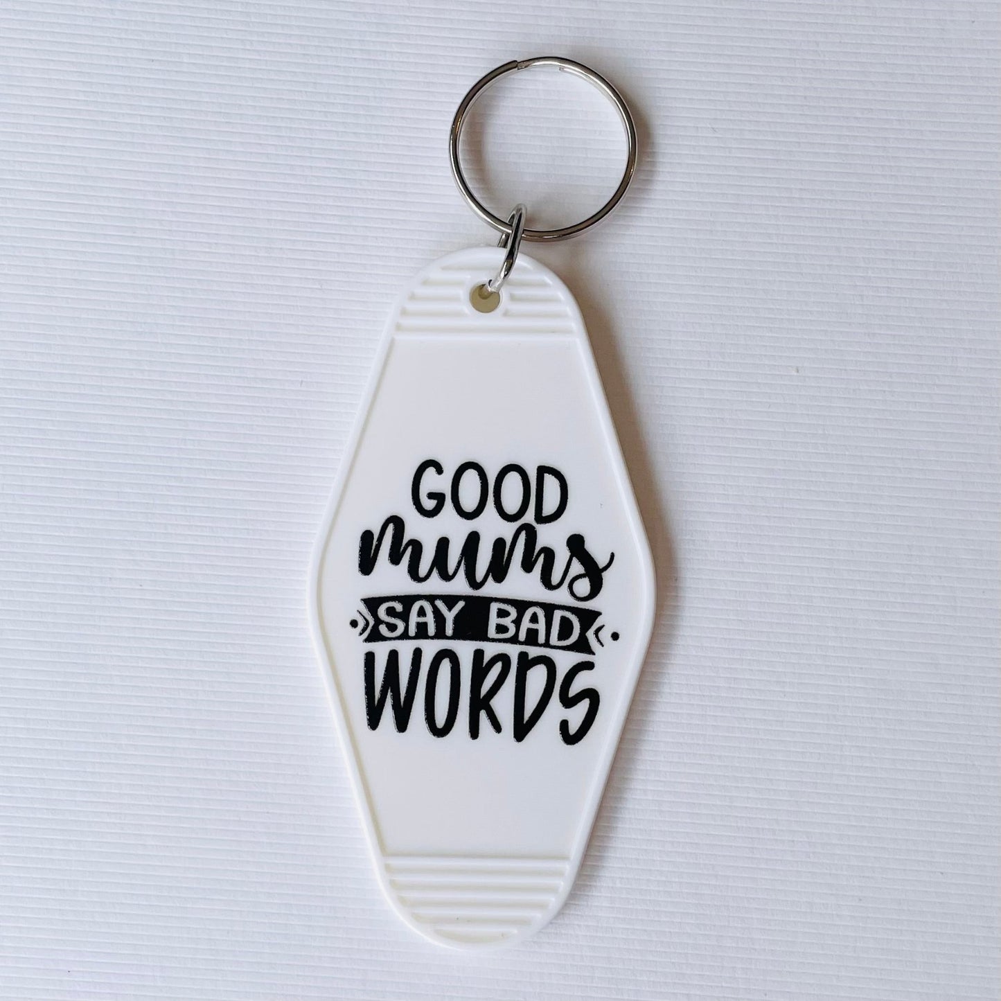 Good Mums Say Bad Words Hotel / Motel Retro Keychain with UV DTF images
