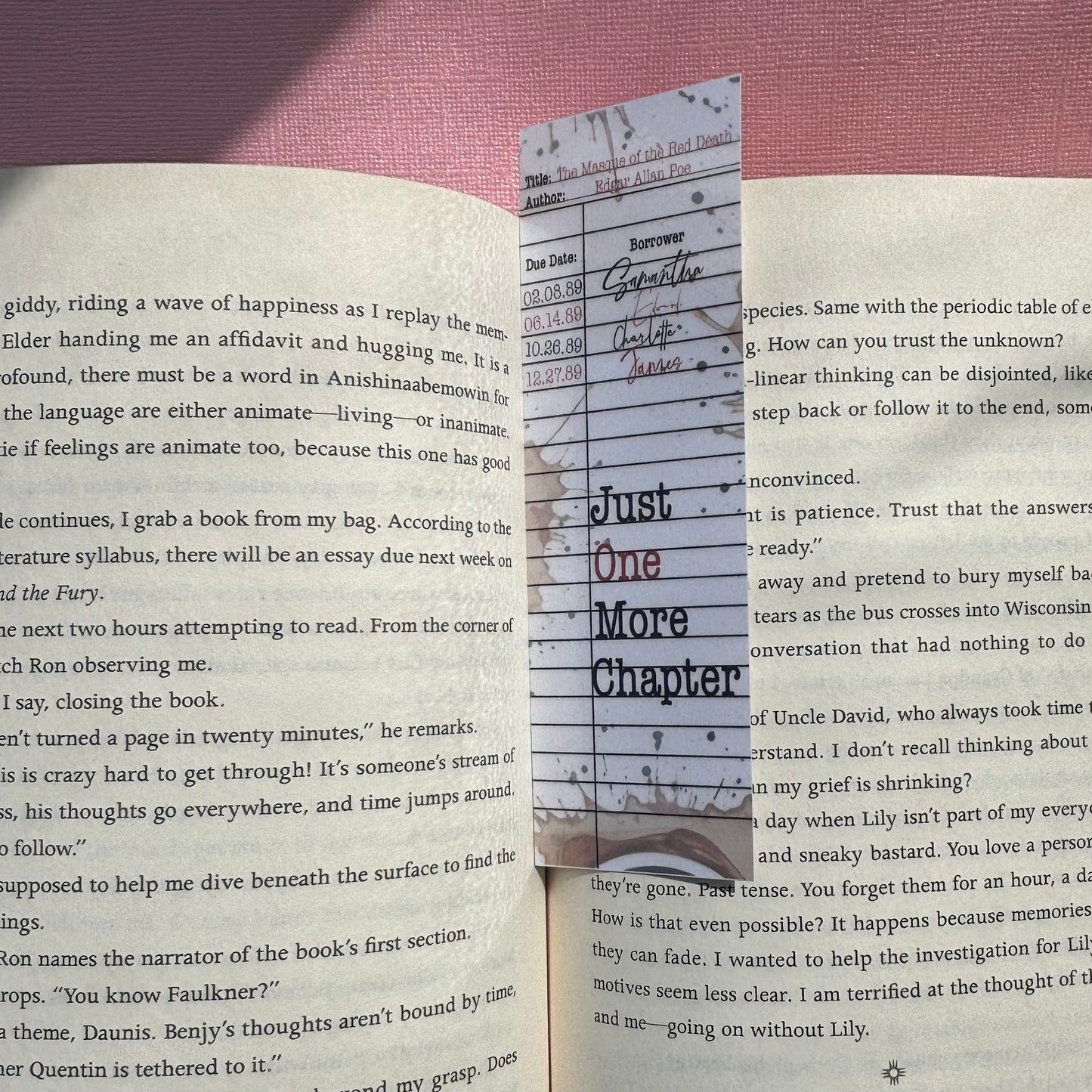 Just One More Chapter (Library Card) Laminated Bookmark
