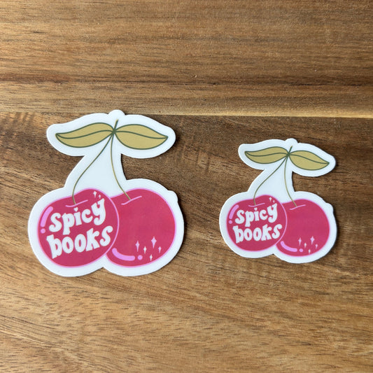 Spicy Books Cherries Vinyl Die Cut Laminated Sticker (2 Sizes)
