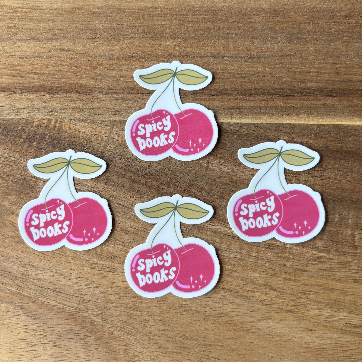 Spicy Books Cherries Vinyl Die Cut Laminated Sticker (2 Sizes)