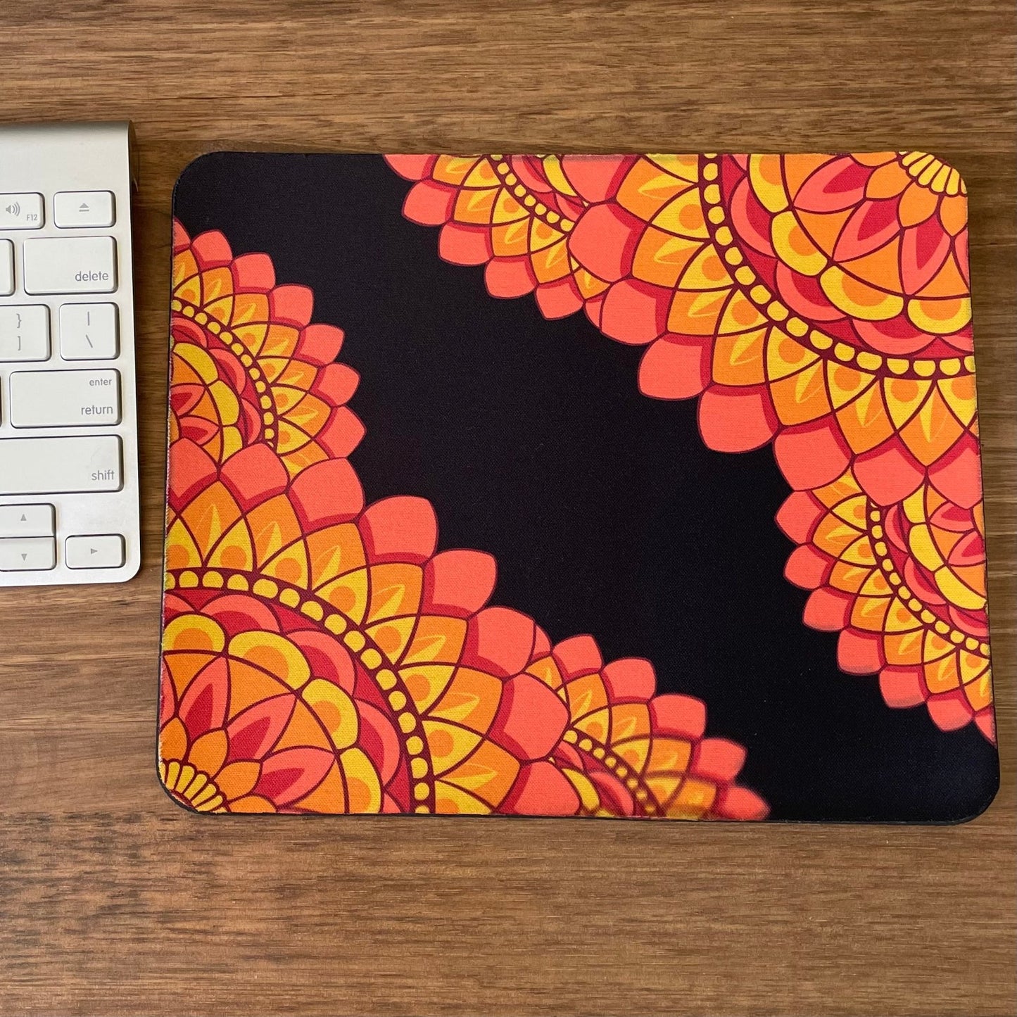 Orange Geometric Mousepads, Non Slip Surface