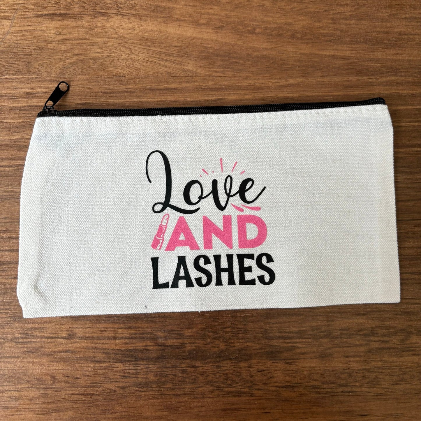 Love and Lashes Canvas Zipper Case