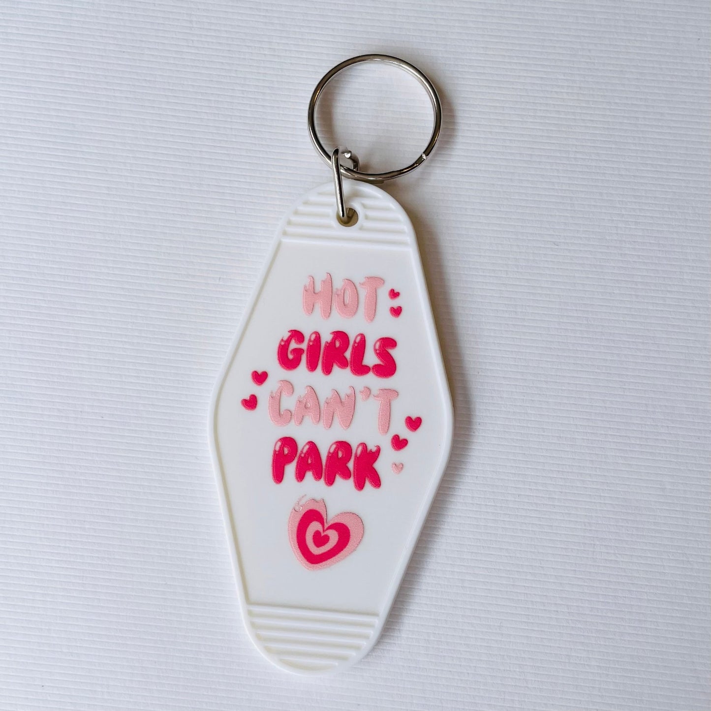 Hot Girls Can't Park Hotel / Motel Retro Keychain with UV DTF images
