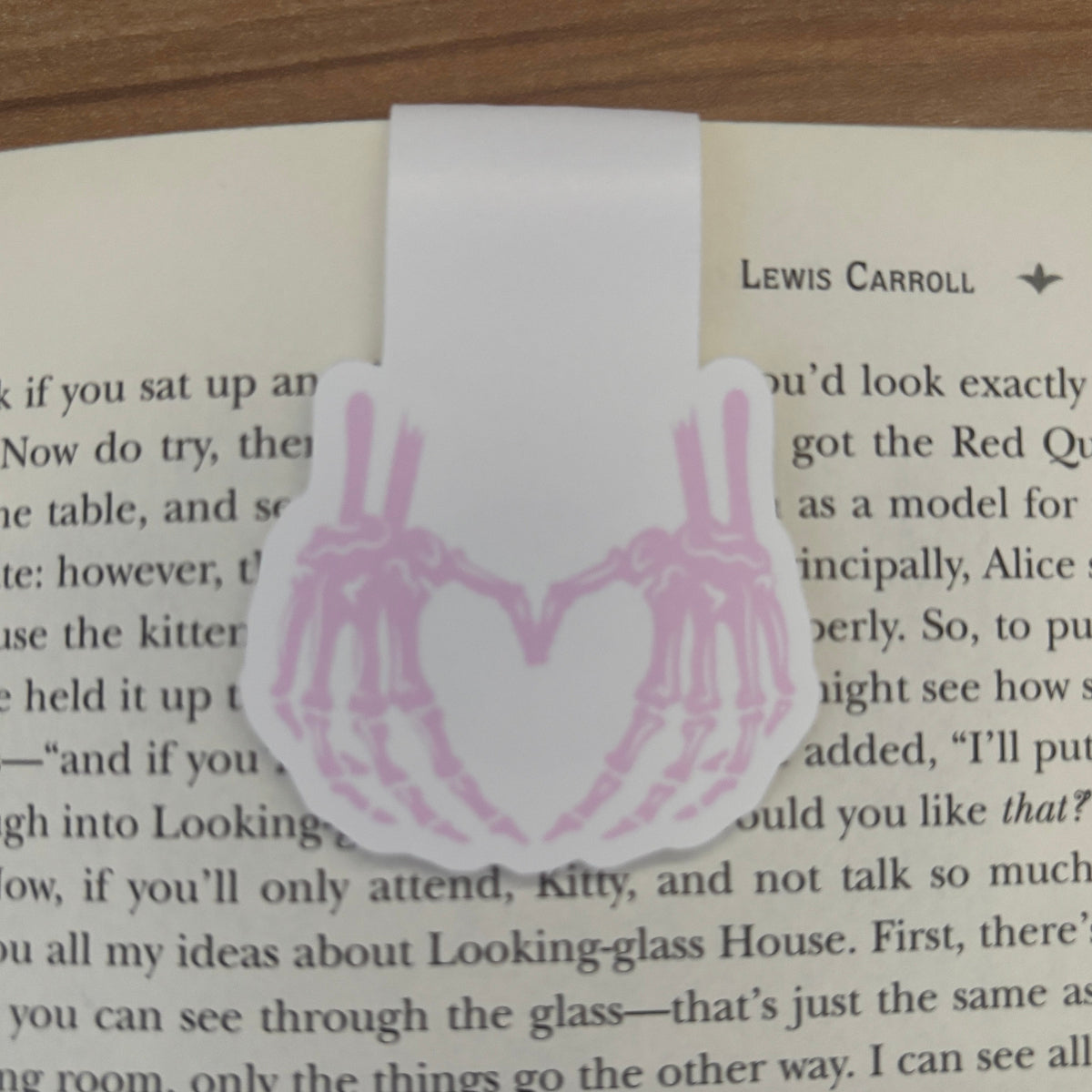 skeleton hands making heart magnetic bookmark
