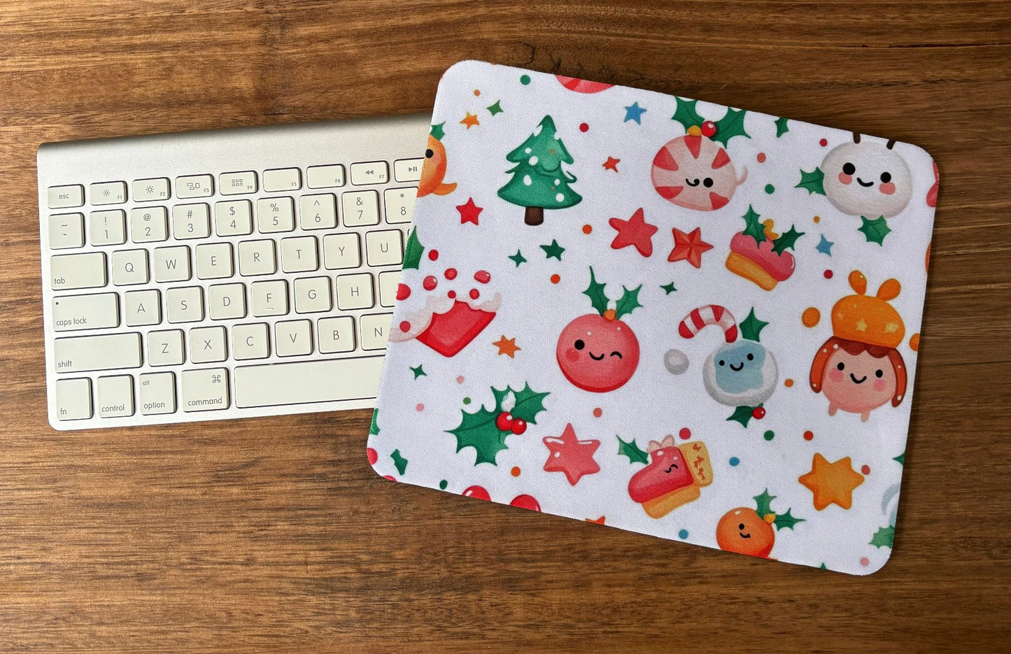 Kawaii Christmas Themed Mousepad with White Background