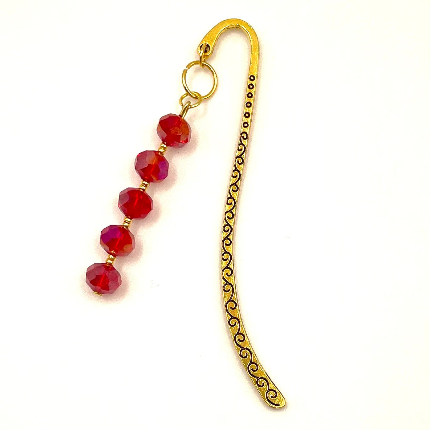 Engraved Hook Bookmarks with Glass Beads and Stones