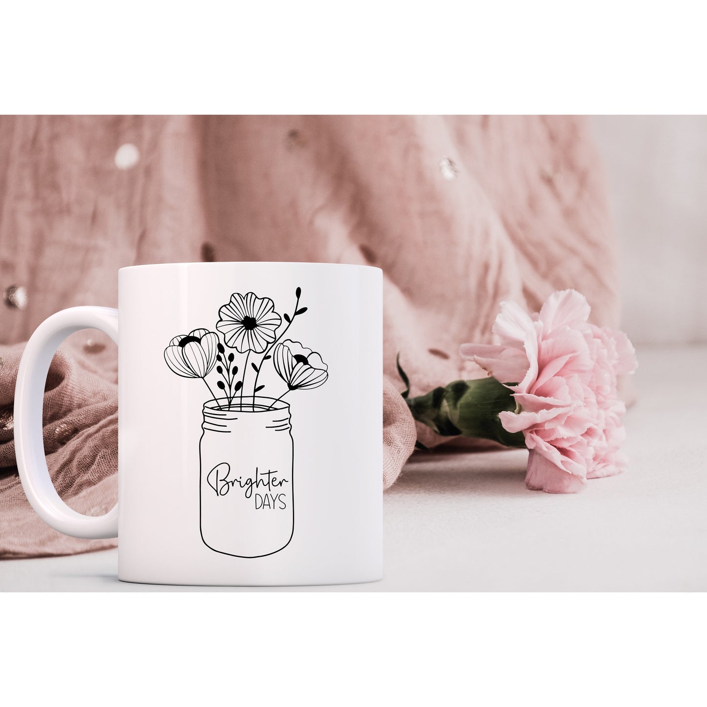 Black Line Work Art White Ceramic Mugs 11oz or 15oz, 5 designs available