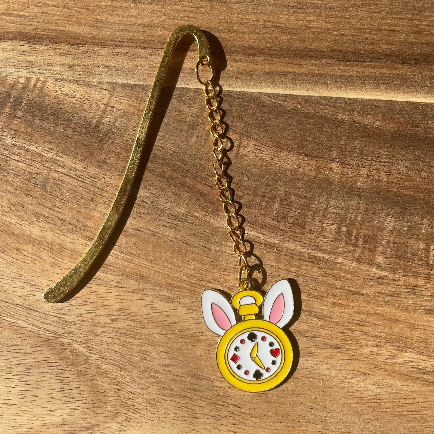 Alice in Wonderland Themed Gold Hook Bookmark