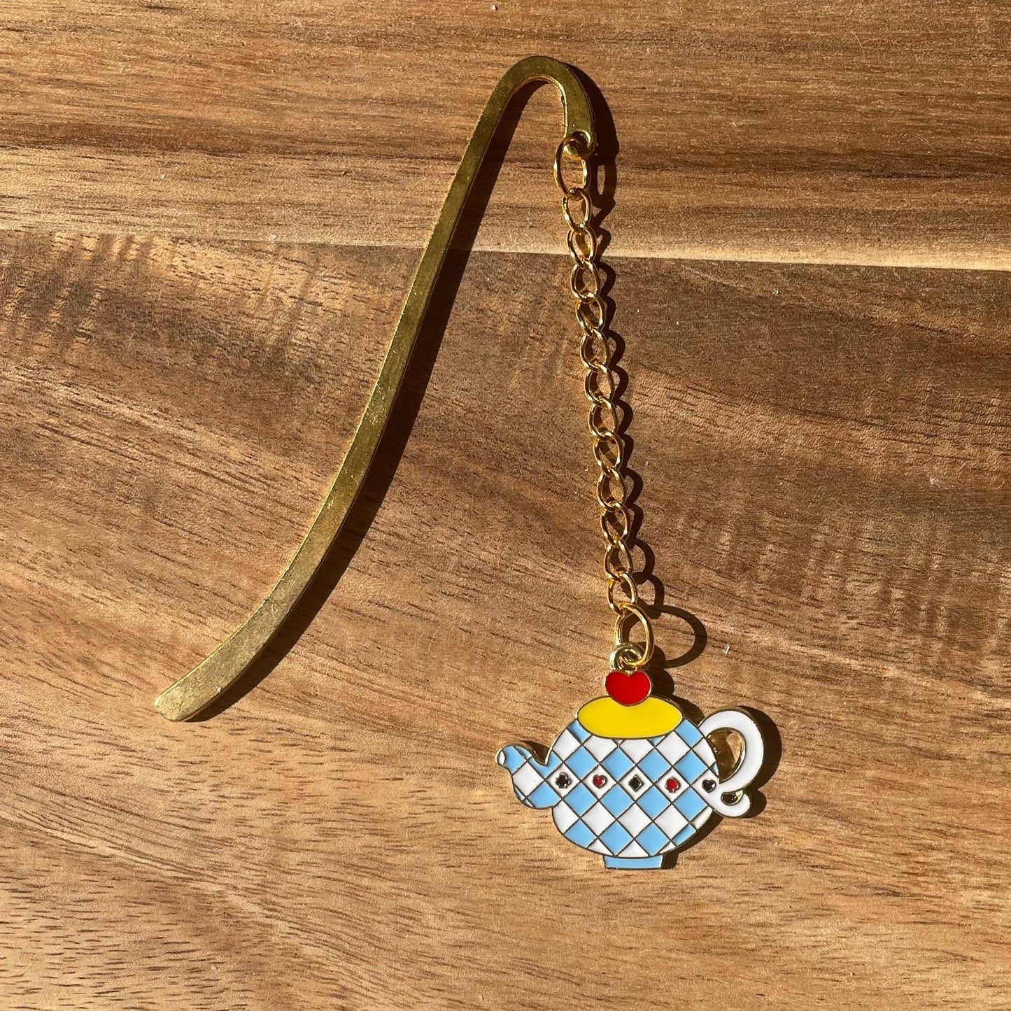 Alice in Wonderland Themed Gold Hook Bookmark
