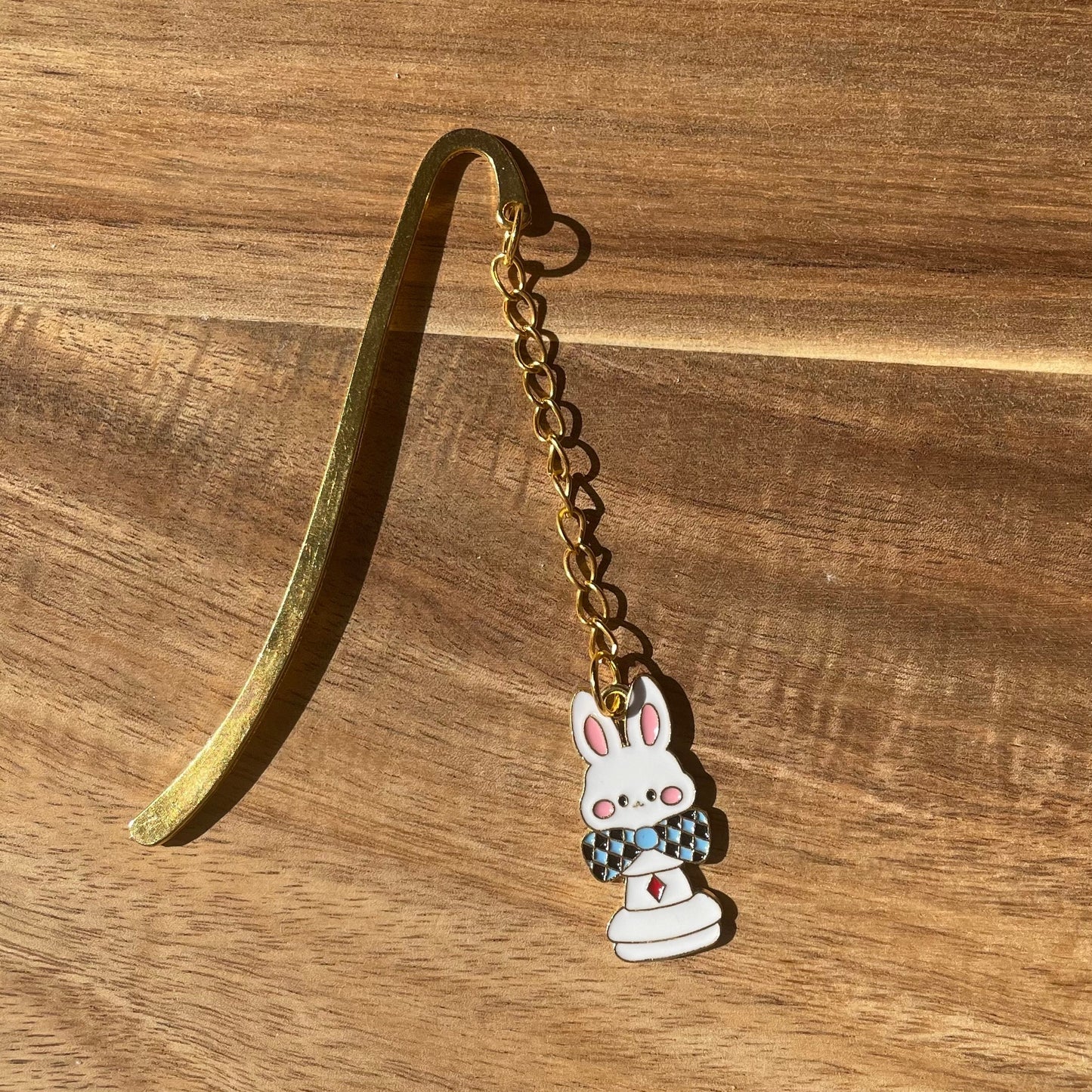 Alice in Wonderland Themed Gold Hook Bookmark