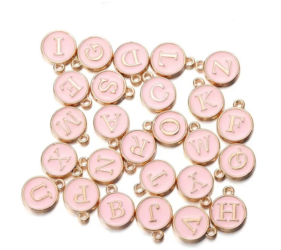 Personalise Gold Alphabet Charm 25mm Wine Glass Charm Rings - Available 3 colours