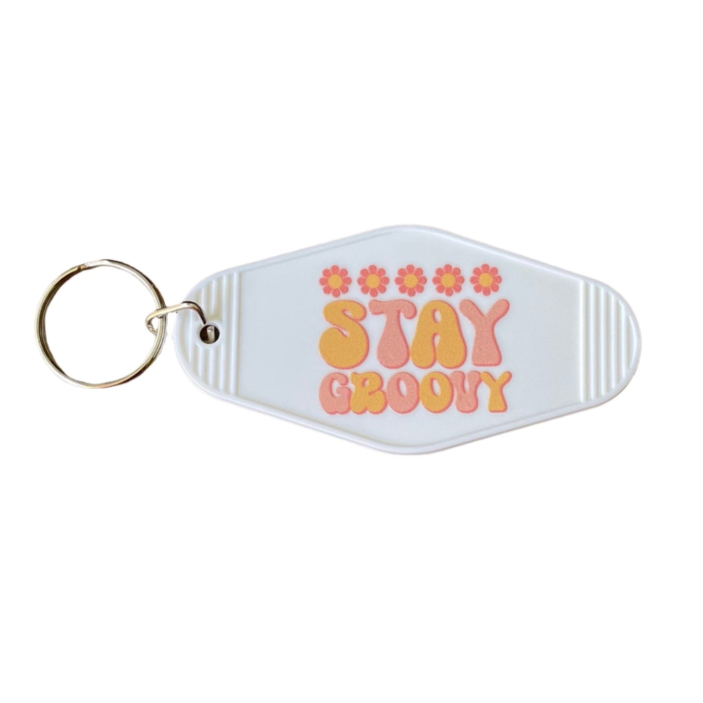 Stay Groovy Hotel / Motel Retro Keychain with UV DTF images