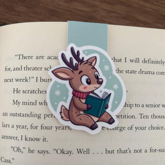 Reindeer Reading Magnetic Bookmark