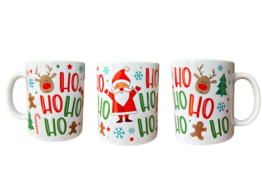 Ho Ho Ho Christmas White Ceramic Mugs 11oz or 15oz
