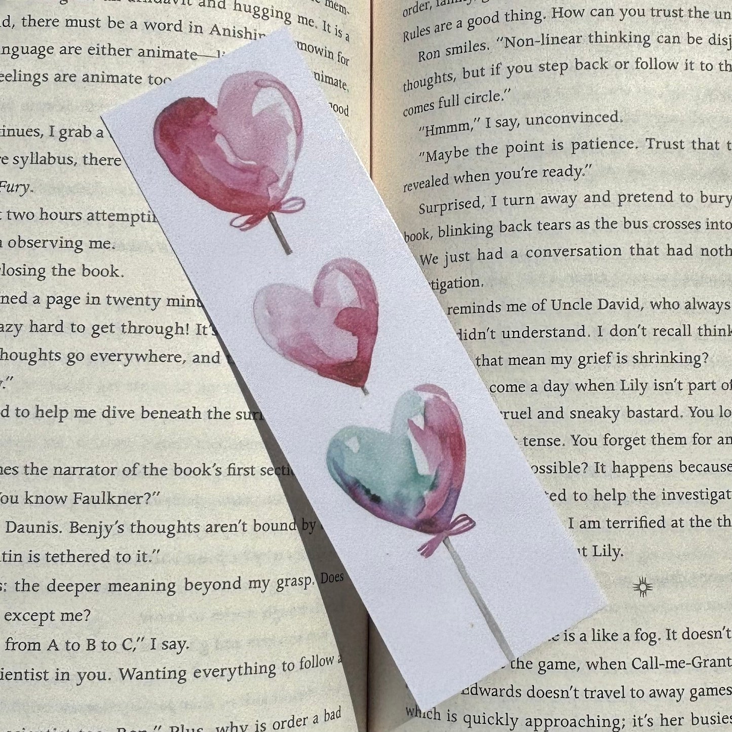 3 Watercolour Hearts Laminated Bookmark