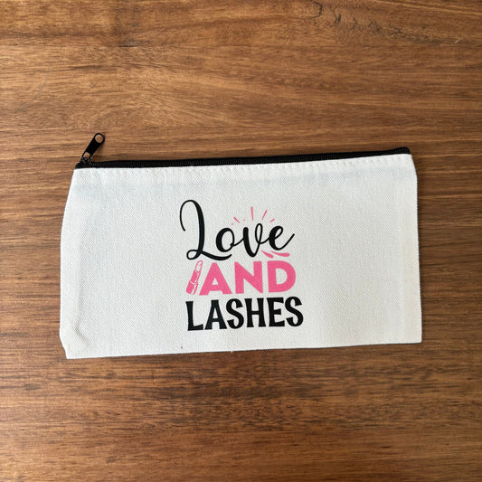 Love and Lashes Canvas Zipper Case