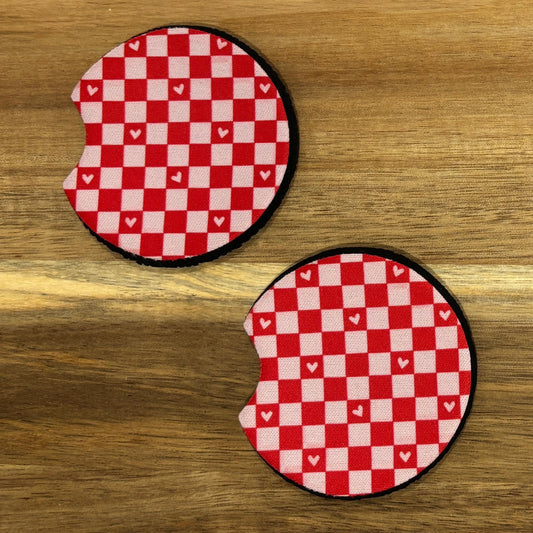 Hearts and Squares Car Coasters