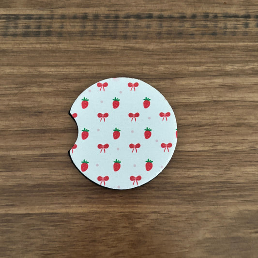 Stawberries and Bows Car Coaster
