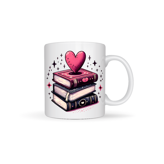 Books with Heart Reading Themed Designs White Ceramic Mugs 11oz or 15oz