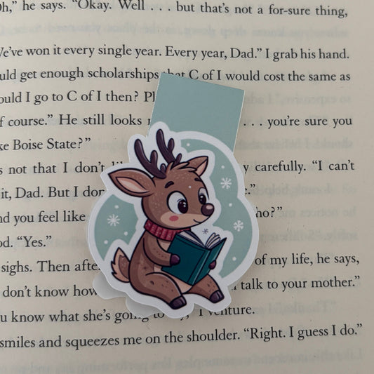 Reindeer Reading Magnetic Bookmark