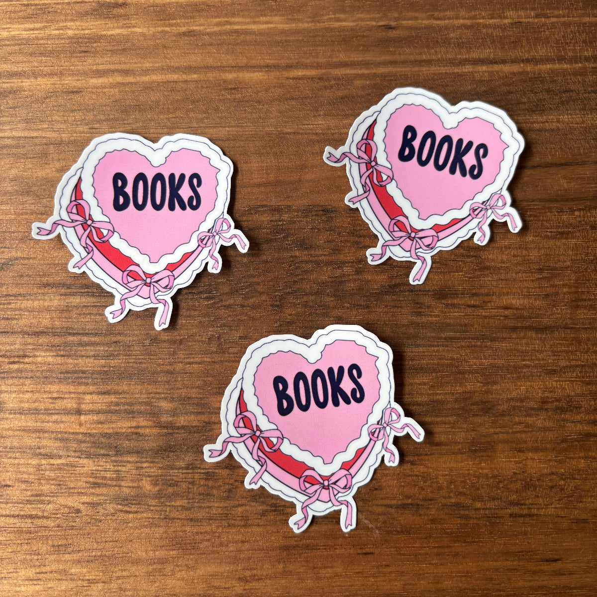 Heart Cake with Book Text Vinyl Die Cut Laminated Sticker