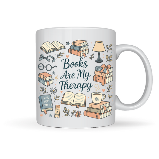Books are my Therapy White Ceramic Mugs 11oz or 15oz