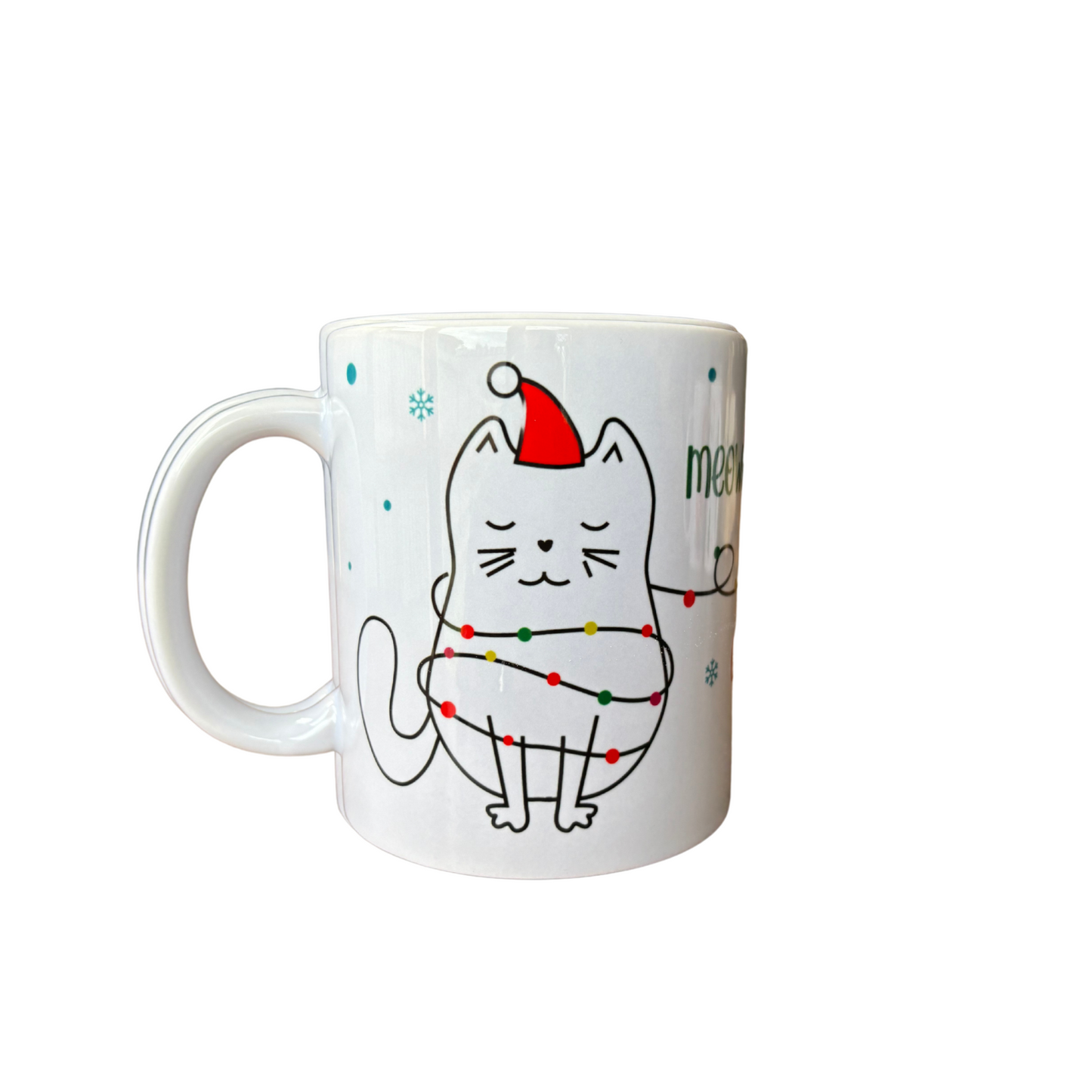 Meowy Christmas White Ceramic Mugs 11oz or 15oz