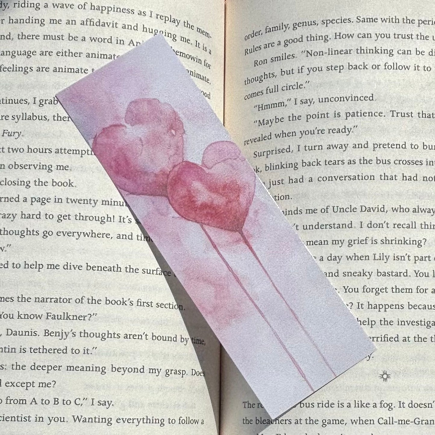 2 Watercolour Hearts Laminated Bookmark