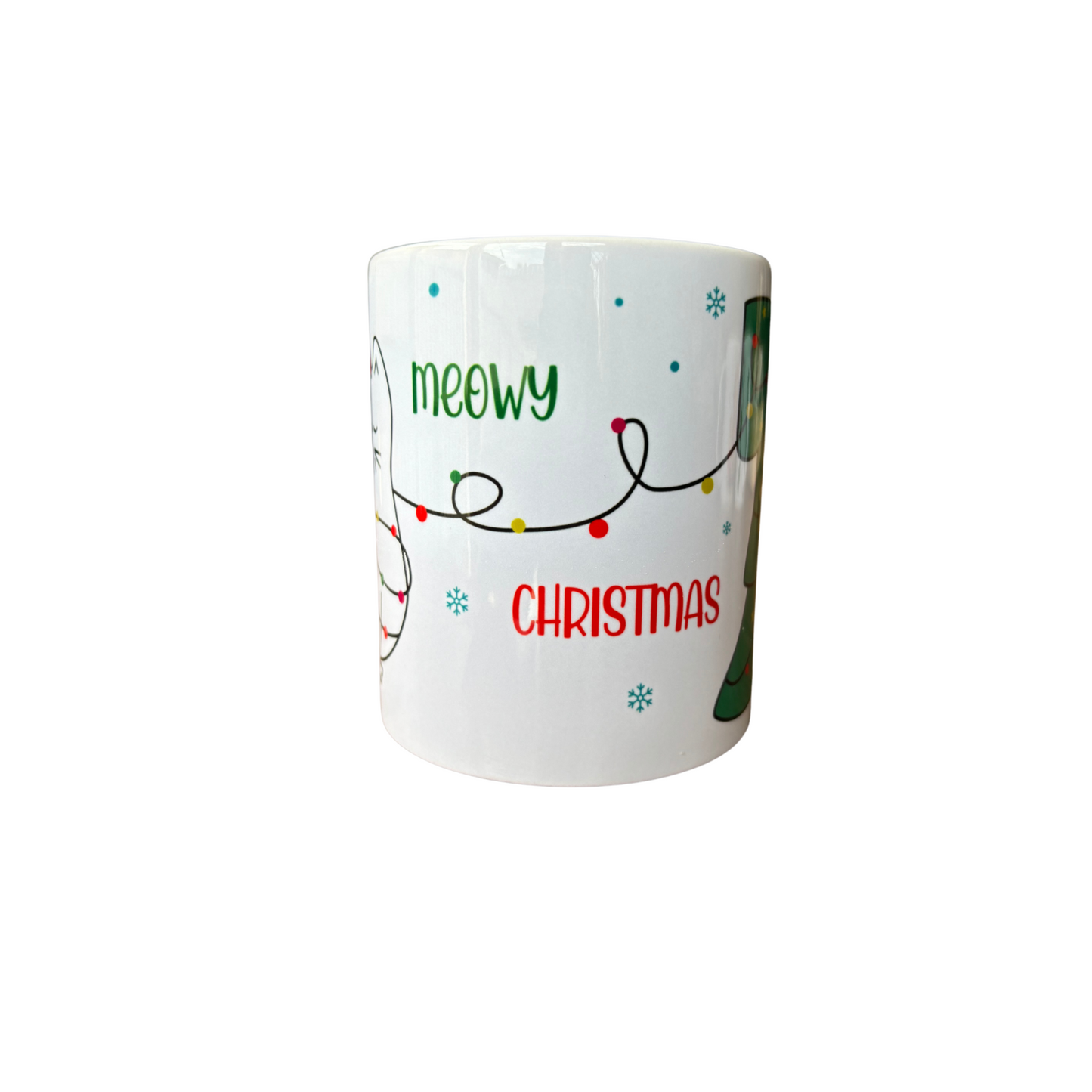 Meowy Christmas White Ceramic Mugs 11oz or 15oz