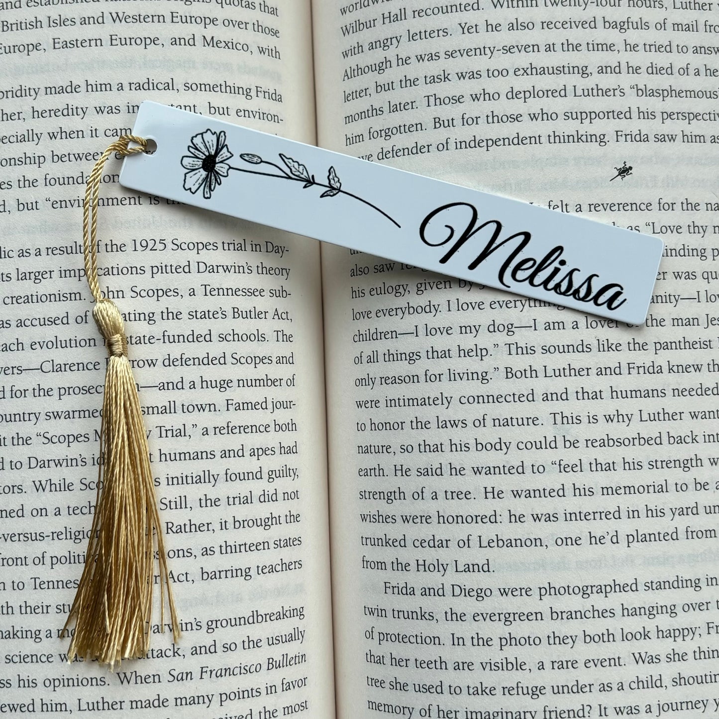 Personalised Double Sided Metal Sublimated Bookmarks with Gold Tassel